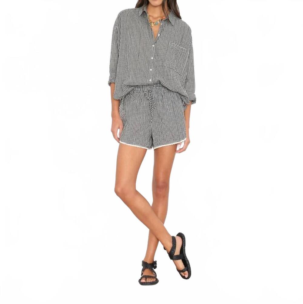 NEW XIRENA starla gingham short in black sand